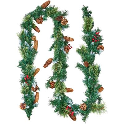 VEVOR Ghirlanda Natalizia Artificiale Da 2,7 M Con Filo Luminoso, Decorazione Con Grappoli Di Bacche, Aghi Di Pino, Pigne, Collezione Nataliziarealistica Per Mensola Del Camino E Camino VEVOR Ghirlanda Natalizia Artificiale Da 2,7 M Con Filo Luminoso, Decorazione Con Grappoli Di Bacche, Aghi Di Pino, Pigne, Collezione Nataliziarealistica Per Mensola Del Camino E Camino