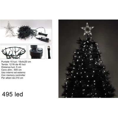 GENERICO Tenda Albero Di Natale Minilucciole 495 Led Con Puntale Bianco Freddo GENERICO Tenda Albero Di Natale Minilucciole 495 Led Con Puntale Bianco Freddo