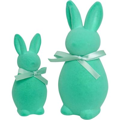 AULEDIO Pasqua Conigli Velluto Set 2 – 20 & 14cm Tavola & Decorazione Primavera Ciano AULEDIO Pasqua Conigli Velluto Set 2 – 20 & 14cm Tavola & Decorazione Primavera Ciano