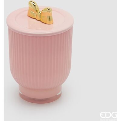 EDG Enzo De Gasperi Candela Di Natale Fiocco Con Vaso H 15 Cm D 10 Cm Rose Water Rosa Oro EDG Enzo De Gasperi Candela Di Natale Fiocco Con Vaso H 15 Cm D 10 Cm Rose Water Rosa Oro