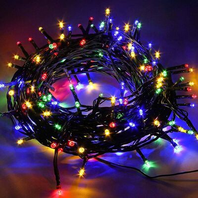 BAKAJI Catena Luminosa 300 Luci Led Lucciole Multicolore Controller 8 Funzioni Esterno BAKAJI Catena Luminosa 300 Luci Led Lucciole Multicolore Controller 8 Funzioni Esterno