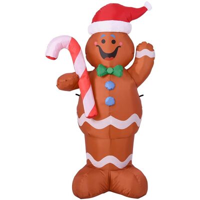 BAKAJI Gonfiabile Omino Marzapane Natale 150cm Luci Led Decorazioni Natalizie Esterno BAKAJI Gonfiabile Omino Marzapane Natale 150cm Luci Led Decorazioni Natalizie Esterno