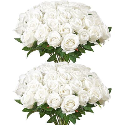 VEVOR Fiori Artificiali, 60 Pezzi Di Rose Finte In Schiuma Dall'aspetto Realistico Alla Rinfusa, Finte Bianche Con Steli Per Fiori Da Sposa Fai Da Te, Centrotavola Per Casa Decorazioni VEVOR Fiori Artificiali, 60 Pezzi Di Rose Finte In Schiuma Dall'aspetto Realistico Alla Rinfusa, Finte Bianche Con Steli Per Fiori Da Sposa Fai Da Te, Centrotavola Per Casa Decorazioni