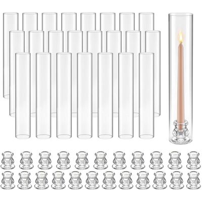 VEVOR Set Di 24 Portacandele Hurricane, Portacandele Da Tavolo, Cilindri In Vetro Trasparente 65 X 350 Mm, Vetro Borosilicato Di Alta Qualità, Centrotavola Per Matrimoni, Feste E Decorazioni Moderne VEVOR Set Di 24 Portacandele Hurricane, Portacandele Da Tavolo, Cilindri In Vetro Trasparente 65 X 350 Mm, Vetro Borosilicato Di Alta Qualità, Centrotavola Per Matrimoni, Feste E Decorazioni Moderne