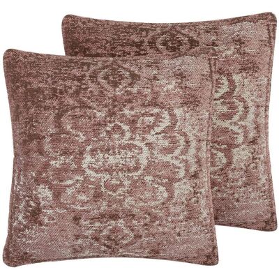 BELIANI Set Di 2 Cuscini Decorativi Rosa Con Motivo Orientale 45 X 45 Cm Vakayar BELIANI Set Di 2 Cuscini Decorativi Rosa Con Motivo Orientale 45 X 45 Cm Vakayar