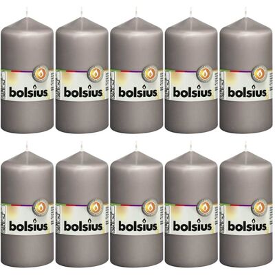 BOLSIUS Candele A Colonna 10 Pezzi 120x58 Mm Grigio Caldo BOLSIUS Candele A Colonna 10 Pezzi 120x58 Mm Grigio Caldo