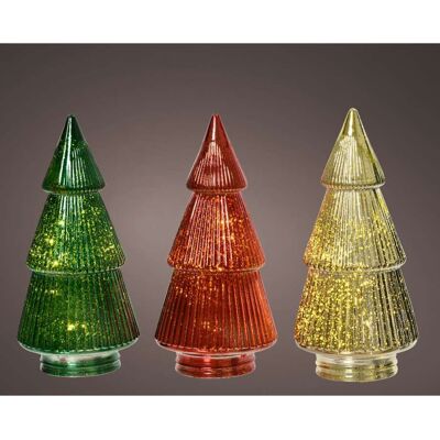 LUMINEO Albero Luminoso In Vetro - 10 Led - Colori Assortiti - 11x23cm LUMINEO Albero Luminoso In Vetro - 10 Led - Colori Assortiti - 11x23cm