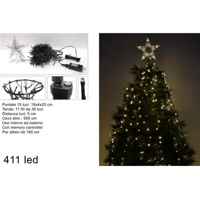 GENERICO Tenda Albero Di Natale Minilucciole 411 Led Con Puntale Bianco Caldo GENERICO Tenda Albero Di Natale Minilucciole 411 Led Con Puntale Bianco Caldo