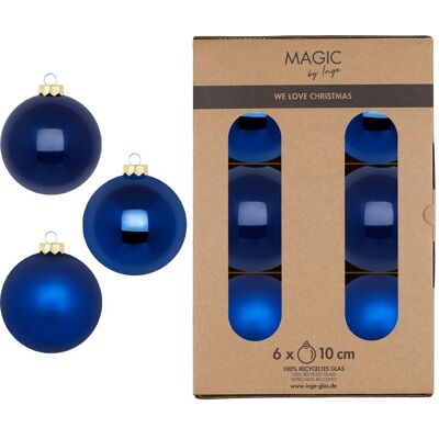 OEM Confezione 6 Palline Royal Blu In Vetro Diametro 10cm OEM Confezione 6 Palline Royal Blu In Vetro Diametro 10cm