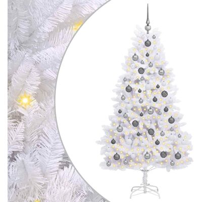VIDAXL Albero Di Natale Artificiale 180 Cm Pvc E Acciaio Bianco VIDAXL Albero Di Natale Artificiale 180 Cm Pvc E Acciaio Bianco