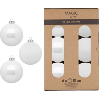 OEM Confezione 6 Palline Bianco Pure In Vetro Diametro 10cm OEM Confezione 6 Palline Bianco Pure In Vetro Diametro 10cm