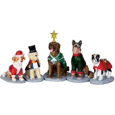 Lemax - Costumed Canines - Set Of 5 - Set di figurine Lemax - Costumed Canines - Set Of 5 - Set di figurine