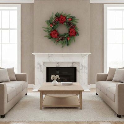 BIZZOTTO Ghirlanda Corona Natalizia In Plastica E Rattan Con Pigne Decorazione Per Dietro Porta -45 Cm BIZZOTTO Ghirlanda Corona Natalizia In Plastica E Rattan Con Pigne Decorazione Per Dietro Porta -45 Cm
