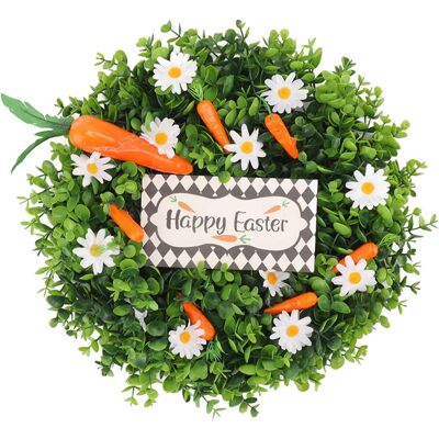 AULEDIO Corona Di Pasqua 40cm Per Porta D'Ingresso – Decorazione Stagionale Con Carote E Margherite Artificiali AULEDIO Corona Di Pasqua 40cm Per Porta D'Ingresso – Decorazione Stagionale Con Carote E Margherite Artificiali