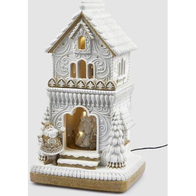 EDG Enzo De Gasperi Diorama Casetta Natale Marzapane Miniled H 47 Cm L 26 Cm L 23 Cm Bianco Marrone EDG Enzo De Gasperi Diorama Casetta Natale Marzapane Miniled H 47 Cm L 26 Cm L 23 Cm Bianco Marrone