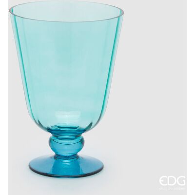 EDG Enzo De Gasperi Vaso Righe Coppa Con Piede H 21 Cm D 15 Cm Azure EDG Enzo De Gasperi Vaso Righe Coppa Con Piede H 21 Cm D 15 Cm Azure
