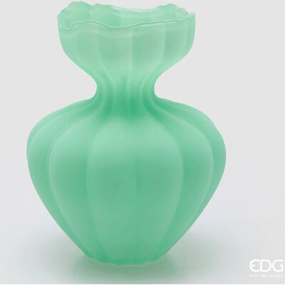 EDG Enzo De Gasperi Vaso Flow Sinuoso H 32 Cm D 26 Cm Waterproof Vetro Satinato Verde EDG Enzo De Gasperi Vaso Flow Sinuoso H 32 Cm D 26 Cm Waterproof Vetro Satinato Verde
