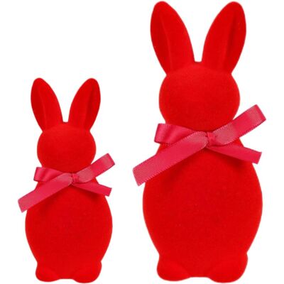 AULEDIO Pasqua Conigli Velluto Set 2 – 20 & 14cm Tavola & Decorazione Primavera Rosso AULEDIO Pasqua Conigli Velluto Set 2 – 20 & 14cm Tavola & Decorazione Primavera Rosso