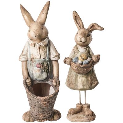 BELIANI Set Di 2 Statuine Decorative Elemento Decorativo Mgo Coniglietto Pasquale Decorazione Da Interno Ed Esterno Per Giardino Multicolore Calcata BELIANI Set Di 2 Statuine Decorative Elemento Decorativo Mgo Coniglietto Pasquale Decorazione Da Interno Ed Esterno Per Giardino Multicolore Calcata