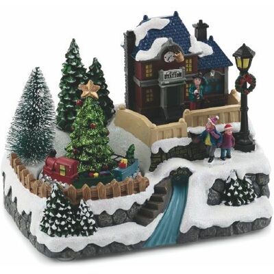 GALILEO Villaggio Natalizio Con Musica E Luci Albero Trenino 20x15cm GALILEO Villaggio Natalizio Con Musica E Luci Albero Trenino 20x15cm