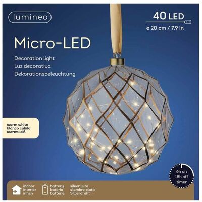 Kaemingk Decoro Sfera Vetro Con Micro Led Trasparente Kaemingk Decoro Sfera Vetro Con Micro Led Trasparente