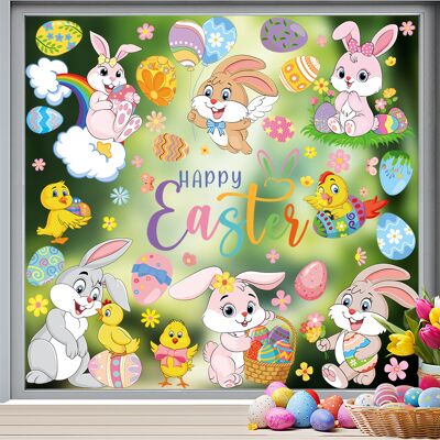 AULEDIO Adesivi Finestra Pasqua 9 Fogli – Conigli, Uova & Pulcini Decorazione Bambini AULEDIO Adesivi Finestra Pasqua 9 Fogli – Conigli, Uova & Pulcini Decorazione Bambini