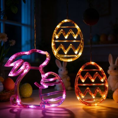 AULEDIO Set Da 3 Ghirlande Led Uova Di Pasqua E Coniglio Luminoso – Decorazione Festiva Per Interno E Atmosfera Per Feste, 2 Uova Di Pasqua + Coniglio AULEDIO Set Da 3 Ghirlande Led Uova Di Pasqua E Coniglio Luminoso – Decorazione Festiva Per Interno E Atmosfera Per Feste, 2 Uova Di Pasqua + Coniglio