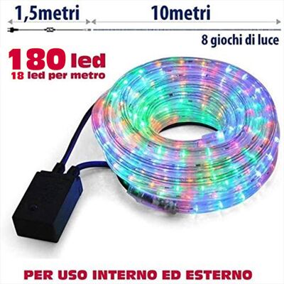 BAKAJI Tubo Luminoso Natalizio 10 Metri Led Multicolor Con Controller 8 Funzioni BAKAJI Tubo Luminoso Natalizio 10 Metri Led Multicolor Con Controller 8 Funzioni