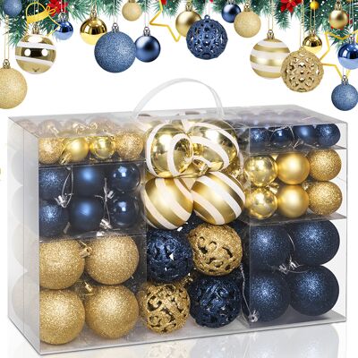 BAKAJI Confezione 100 Palline Natale Oro E Blu Diametro 3/4/6 Cm Addobbo Natalizio BAKAJI Confezione 100 Palline Natale Oro E Blu Diametro 3/4/6 Cm Addobbo Natalizio