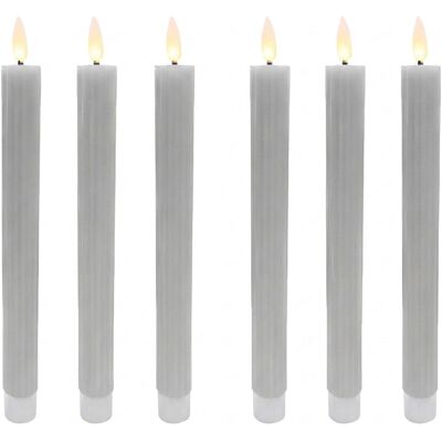 RELAXDAYS Candele Led A Stelo, Set 6 Pz, 25x2 Cm, Fiamma Tremolante, Vera Cera, Scanalate, Senza RELAXDAYS Candele Led A Stelo, Set 6 Pz, 25x2 Cm, Fiamma Tremolante, Vera Cera, Scanalate, Senza
