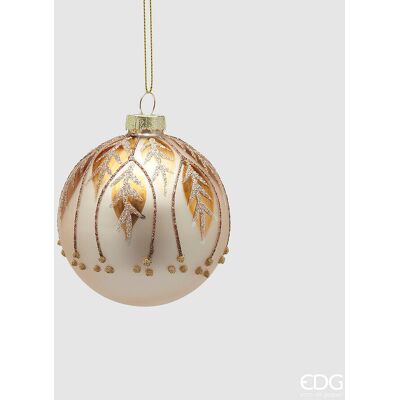EDG Enzo De Gasperi Addobbo Palla Di Natale Foglie D 8 Cm Vetro Amber EDG Enzo De Gasperi Addobbo Palla Di Natale Foglie D 8 Cm Vetro Amber
