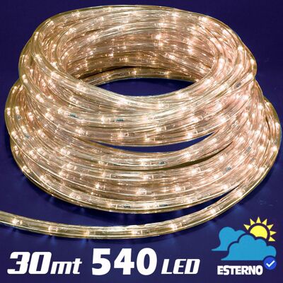 BAKAJI Tubo Luminoso 30 Metri Led Bianco Caldo 540 Luci Per Interno E Per Esterno BAKAJI Tubo Luminoso 30 Metri Led Bianco Caldo 540 Luci Per Interno E Per Esterno
