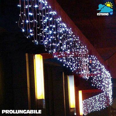 BAKAJI Tenda Cascata Luminosa Bianco Freddo 250 X 75 Cm Prolungabile Fino A 50mt 126led BAKAJI Tenda Cascata Luminosa Bianco Freddo 250 X 75 Cm Prolungabile Fino A 50mt 126led