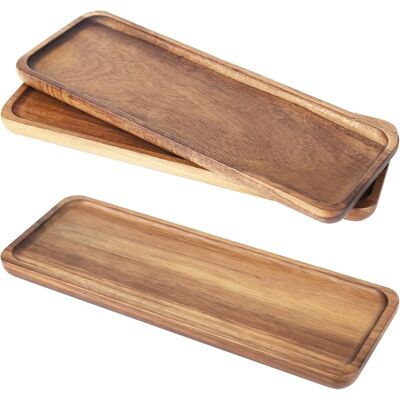 Neptune Set Di 3 Vassoi Rettangolari In Legno Di Acacia - 29 X 10,5 Cm - Vassoio Decorativo Per Dolci, Cosmetici, Gioielli, Candele Neptune Set Di 3 Vassoi Rettangolari In Legno Di Acacia - 29 X 10,5 Cm - Vassoio Decorativo Per Dolci, Cosmetici, Gioielli, Candele