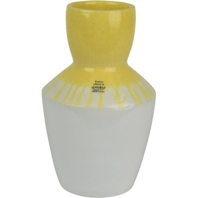 Kaemingk Vaso White D.19xh30cm Collo Giallo In Terracotta Kaemingk Vaso White D.19xh30cm Collo Giallo In Terracotta