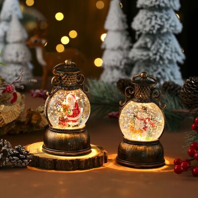 SIENTICE 2 Pezzi Decorazione Natalizia A Led, Lanterna Di Babbo Natale, Sfera Di Cristallo Natalizia, Regalo Di Natale Per Interni SIENTICE 2 Pezzi Decorazione Natalizia A Led, Lanterna Di Babbo Natale, Sfera Di Cristallo Natalizia, Regalo Di Natale Per Interni