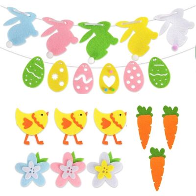 AULEDIO Ghirlanda Pasqua In Feltro – Conigli, Uova & Carote Decorazione Finestra E Scuola AULEDIO Ghirlanda Pasqua In Feltro – Conigli, Uova & Carote Decorazione Finestra E Scuola