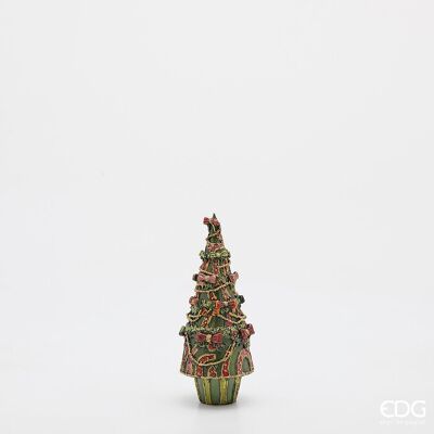 EDG Enzo De Gasperi Decoro Decoglitter Pino Di Natale Cono H 22,5 Cm D 9 Cm Poliresina Verde Rosso EDG Enzo De Gasperi Decoro Decoglitter Pino Di Natale Cono H 22,5 Cm D 9 Cm Poliresina Verde Rosso