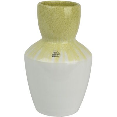Kaemingk Vaso White D.19xh30cm Collo Verde In Terracotta Kaemingk Vaso White D.19xh30cm Collo Verde In Terracotta
