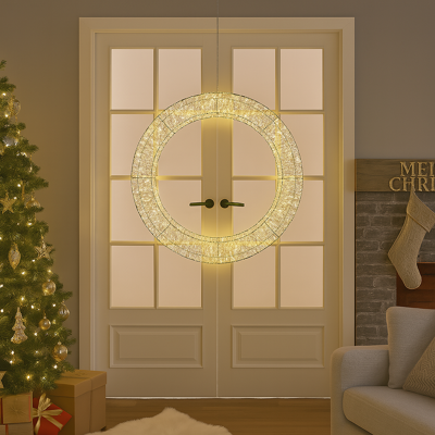 LUMINEO Corona Natalizia Tonda In Metallo Luminosa Con Led A Luce Calda Per Decorazioni Natalizie -58 Cm LUMINEO Corona Natalizia Tonda In Metallo Luminosa Con Led A Luce Calda Per Decorazioni Natalizie -58 Cm