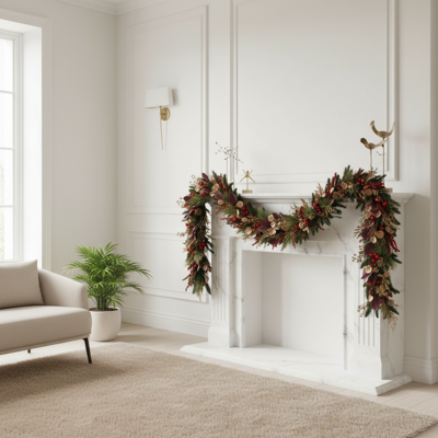 Kaemingk Festone Natalizio Con Bacche Rosse E Melograni, Decorazione Lunga 180 Cm Kaemingk Festone Natalizio Con Bacche Rosse E Melograni, Decorazione Lunga 180 Cm