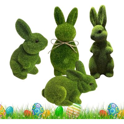 AULEDIO Decorazioni Pasquali: 4 Figurine Di Coniglio Flock Per Giardino E Terrazza - Ideale Per Decorazioni Esterne AULEDIO Decorazioni Pasquali: 4 Figurine Di Coniglio Flock Per Giardino E Terrazza - Ideale Per Decorazioni Esterne