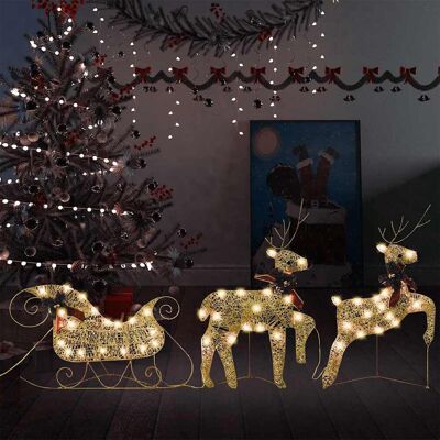 Decorazione di Natale Renna & Slitta vidaXL - Esterno Oro Decorazione di Natale Renna & Slitta vidaXL - Esterno Oro