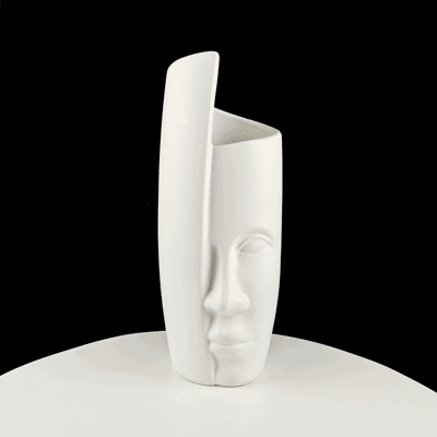 OEM Vaso Decorativo Moderno In Ceramica Bianca Con Statuetta Dal Volto Avvolto - 31 Cm OEM Vaso Decorativo Moderno In Ceramica Bianca Con Statuetta Dal Volto Avvolto - 31 Cm
