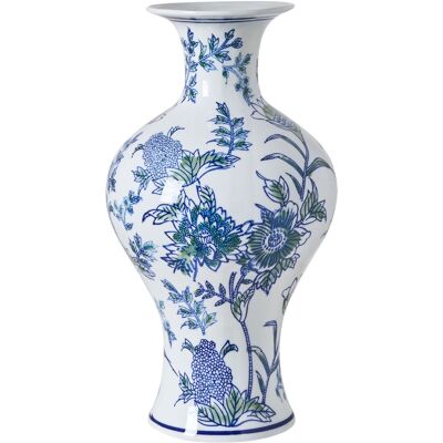BELIANI Vaso Da Fiori Accessorio Decorativo Porcellana Bianco E Blu Berga BELIANI Vaso Da Fiori Accessorio Decorativo Porcellana Bianco E Blu Berga