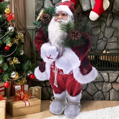 BAKAJI Babbo Natale Elegante 40cm In Plastica Vestiti In Tessuto Decorazione Natalizia BAKAJI Babbo Natale Elegante 40cm In Plastica Vestiti In Tessuto Decorazione Natalizia