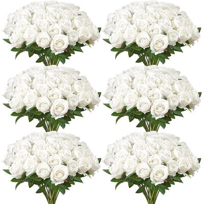 VEVOR Fiori Artificiali, 120 Pezzi Di Rose Finte In Schiuma Dall'aspetto Realistico, Alla Rinfusa, Finte Bianche Con Steli Per Fiori Da Sposa Fai Da Te, Centrotavola Per Casa Decorazioni VEVOR Fiori Artificiali, 120 Pezzi Di Rose Finte In Schiuma Dall'aspetto Realistico, Alla Rinfusa, Finte Bianche Con Steli Per Fiori Da Sposa Fai Da Te, Centrotavola Per Casa Decorazioni