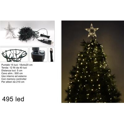 GENERICO Tenda Albero Di Natale Minilucciole 495 Led Con Puntale Bianco Caldo GENERICO Tenda Albero Di Natale Minilucciole 495 Led Con Puntale Bianco Caldo