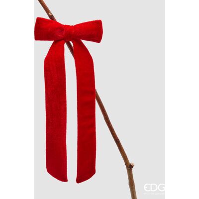 EDG Enzo De Gasperi Decoro Fiocco Di Natale Con Clip H 30 Cm L 13 Cm Velluto Rosso EDG Enzo De Gasperi Decoro Fiocco Di Natale Con Clip H 30 Cm L 13 Cm Velluto Rosso