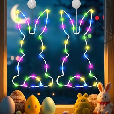 AULEDIO Luci Led Pasqua – Coniglio Decorazione Finestra Interno & Esterno A AULEDIO Luci Led Pasqua – Coniglio Decorazione Finestra Interno & Esterno A